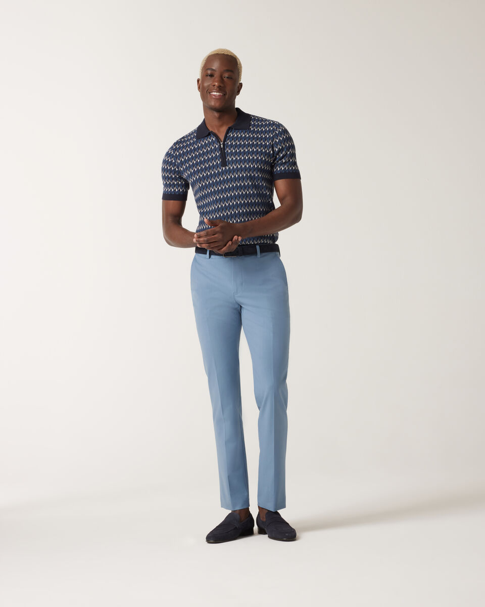 Geometric Zip-up Collar Polo, Navy, hi-res